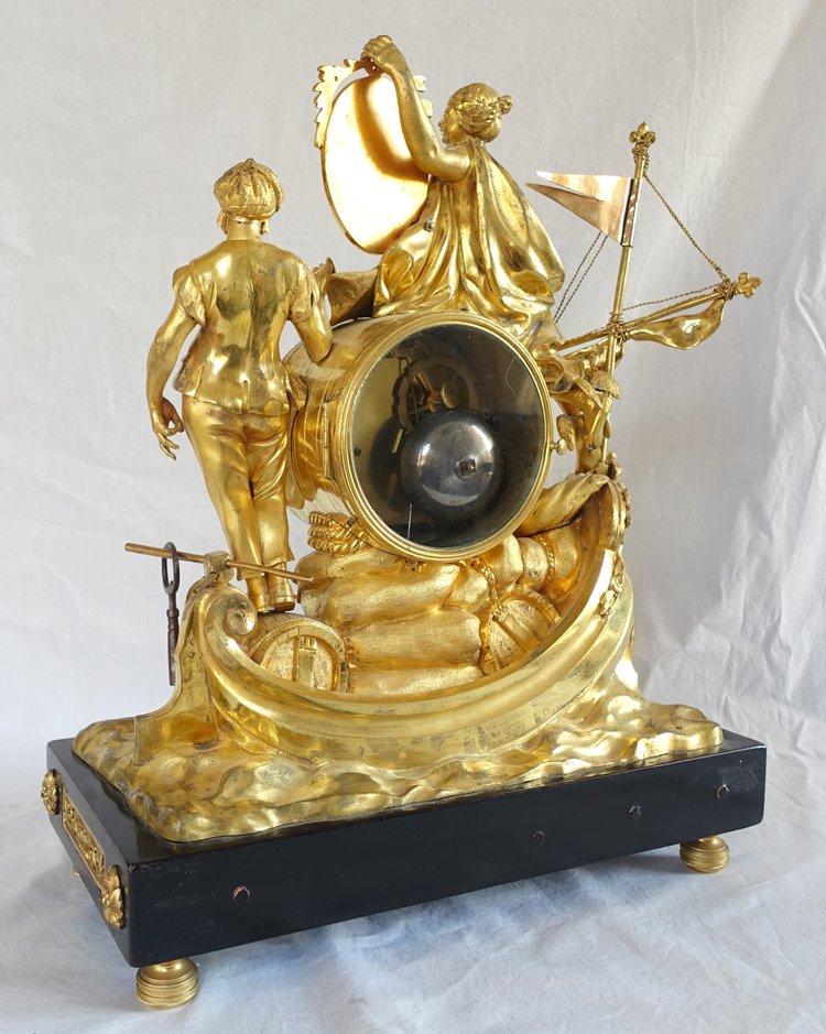 Allegory of maritime trade clock in gilt bronze - Louis XVI period circa 1775