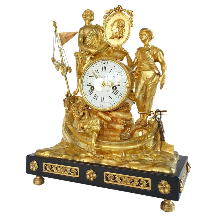 Allegory of maritime trade clock in gilt bronze - Louis XVI period circa 1775