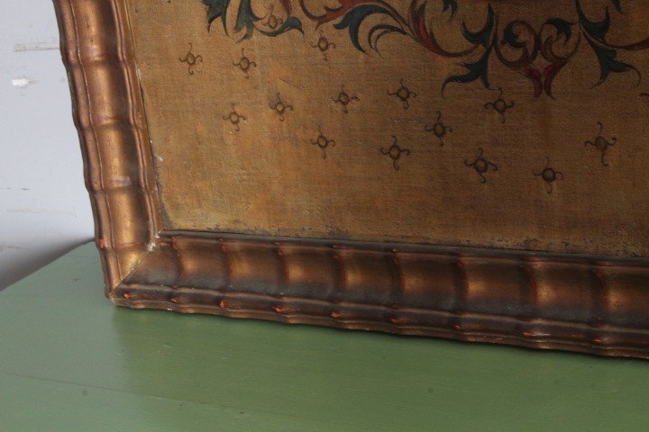 Antico dipinto olio su tela stemma famiglia Manelfi  XVIII sec MIS 108 X 80 