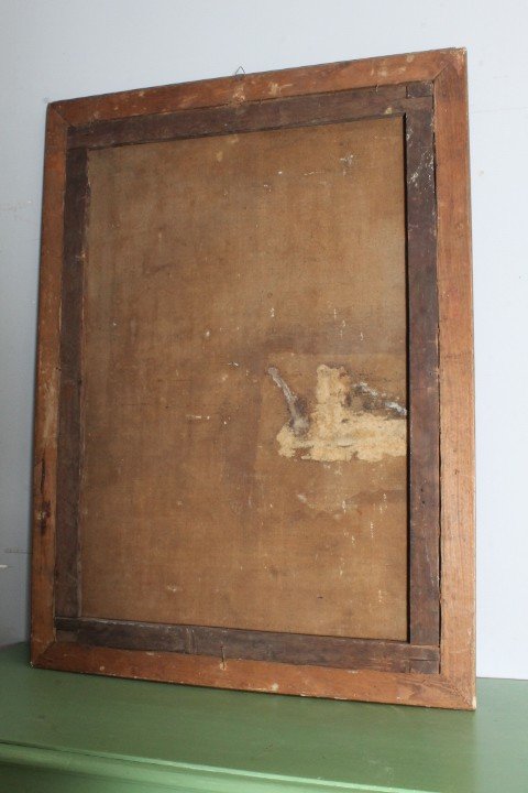 Antico dipinto olio su tela stemma famiglia Manelfi  XVIII sec MIS 108 X 80 