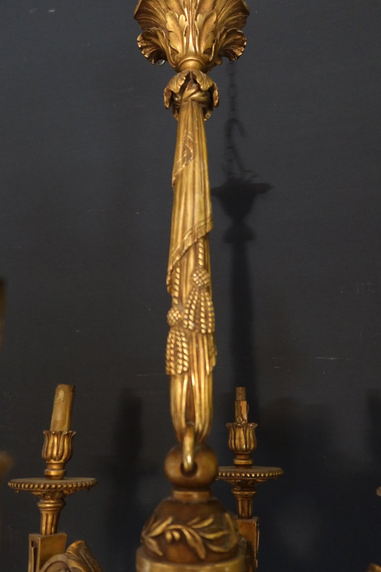 Kronleuchter aus vergoldetem Holz XIX.