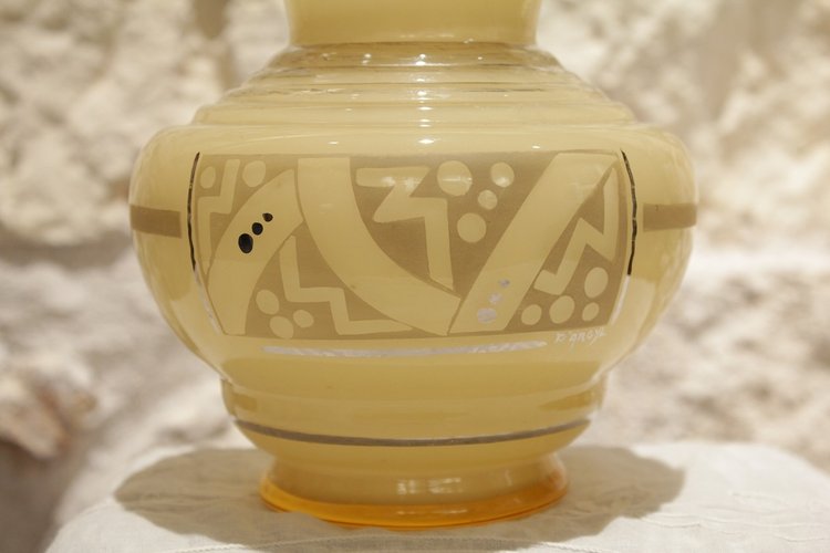 Vase en verre signé D'Argyl vers 1930, Art Déco