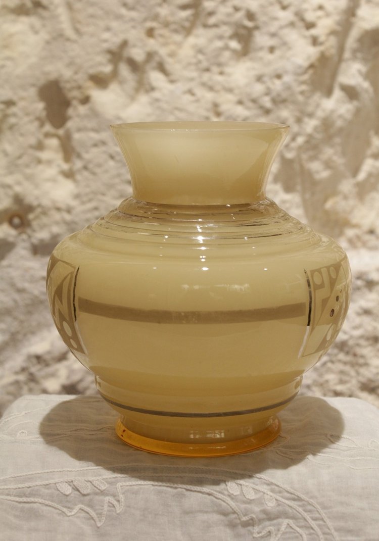 Vase en verre signé D'Argyl vers 1930, Art Déco