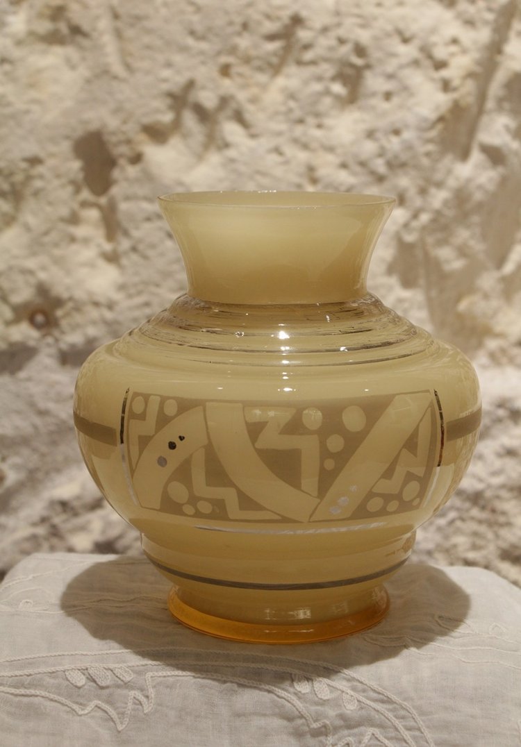 Vase en verre signé D'Argyl vers 1930, Art Déco