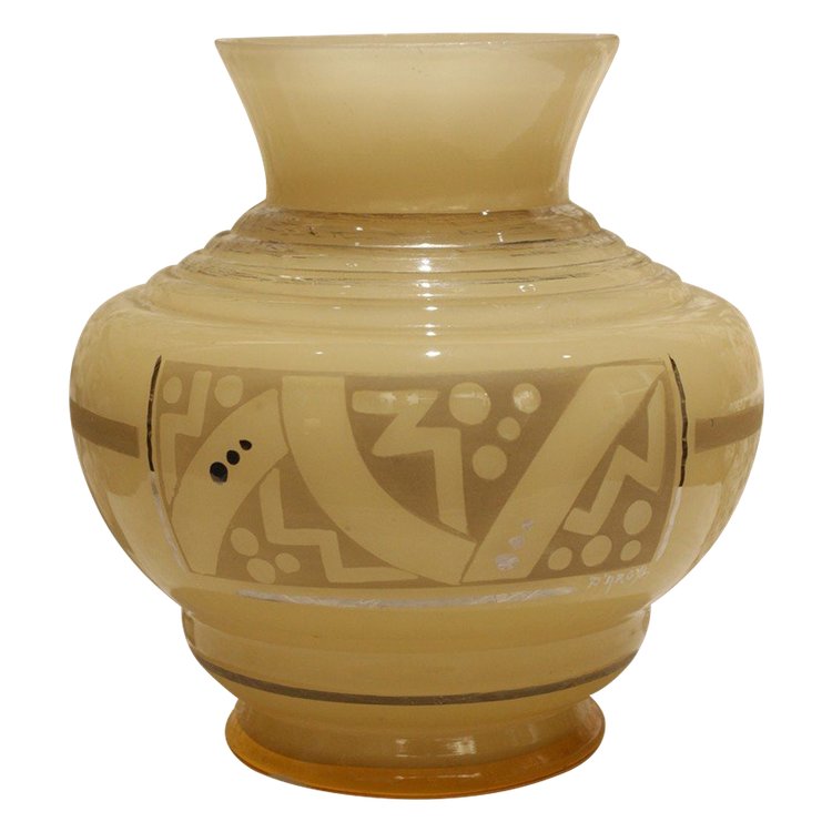 Vase en verre signé D'Argyl vers 1930, Art Déco
