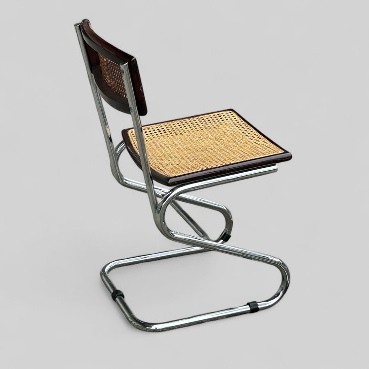 Suite Von Vier Rohrstühlen Vintage Italien Bauhausstil Marcel Breuer Um 1970
