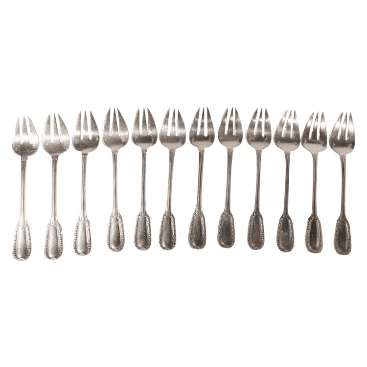 Set of 12 oyster forks  Minerva hallmark 