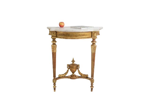 Gilded and carved wood console with marble top. Circa 1880. LS5551B559P