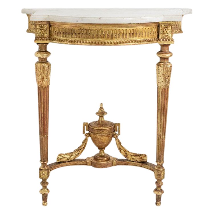 Gilded and carved wood console with marble top. Circa 1880. LS5551B559P