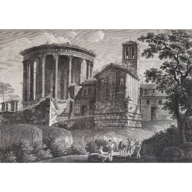  Italia Roma Tempio della Sibilla Incisione del XVIII secolo Architettura