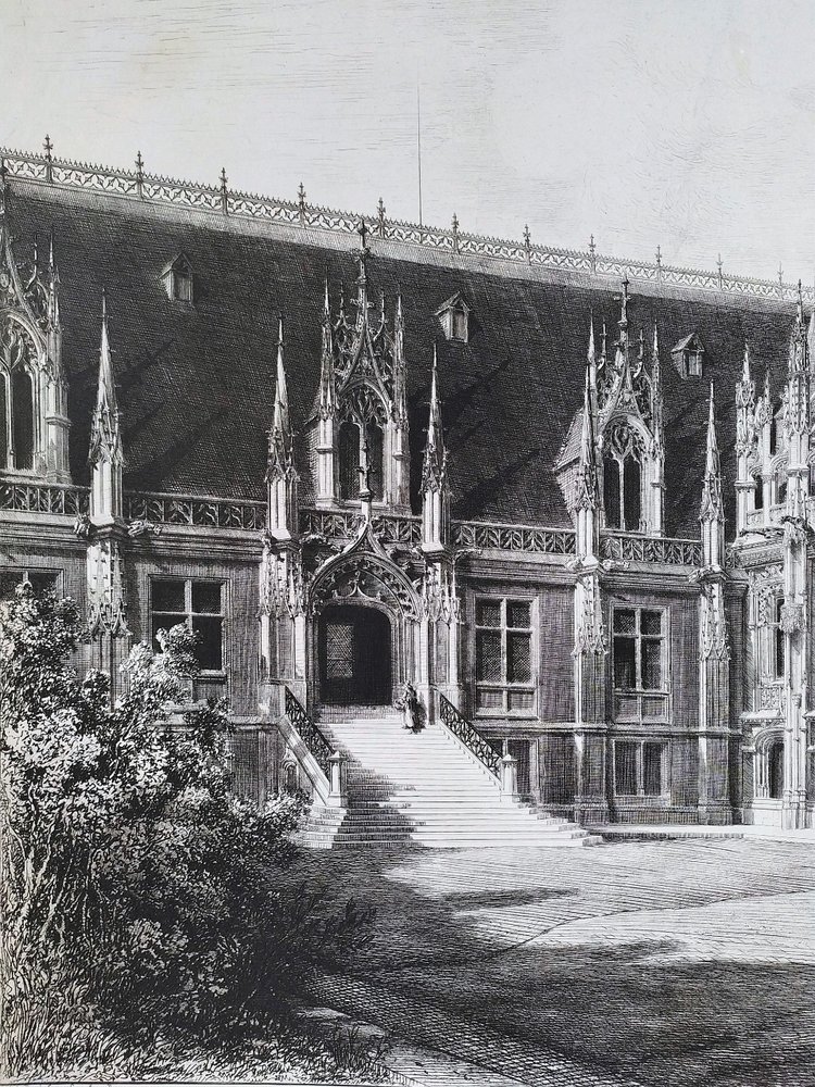 Palais De Justice De Rouen Par Octave De Rochebrune Gravure Ancienne Architecture 19ème