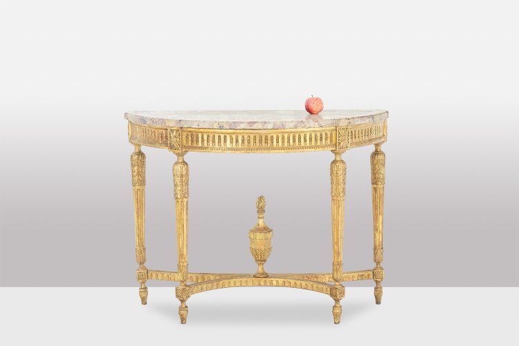 Consolle in legno dorato e marmo breccia di Aleppo. Circa 1780. LS55691657J