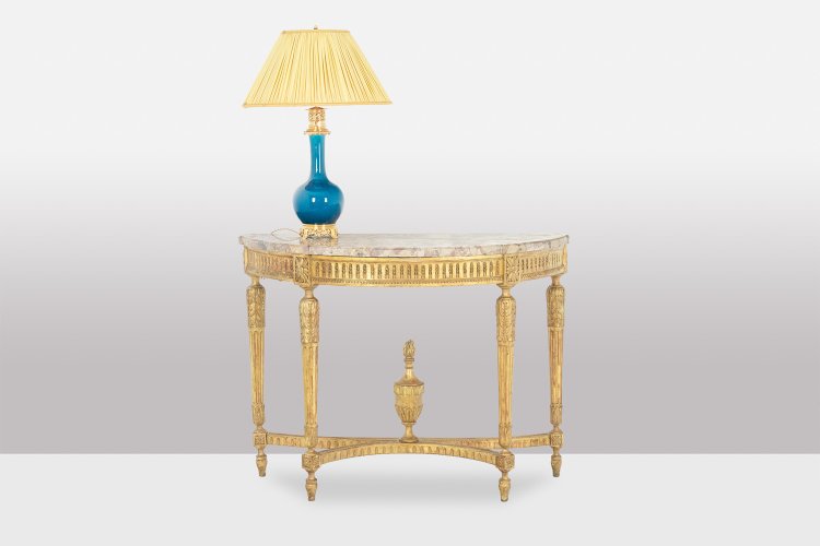 Consolle in legno dorato e marmo breccia di Aleppo. Circa 1780. LS55691657J