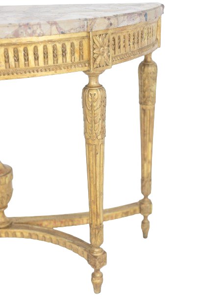 Consolle in legno dorato e marmo breccia di Aleppo. Circa 1780. LS55691657J