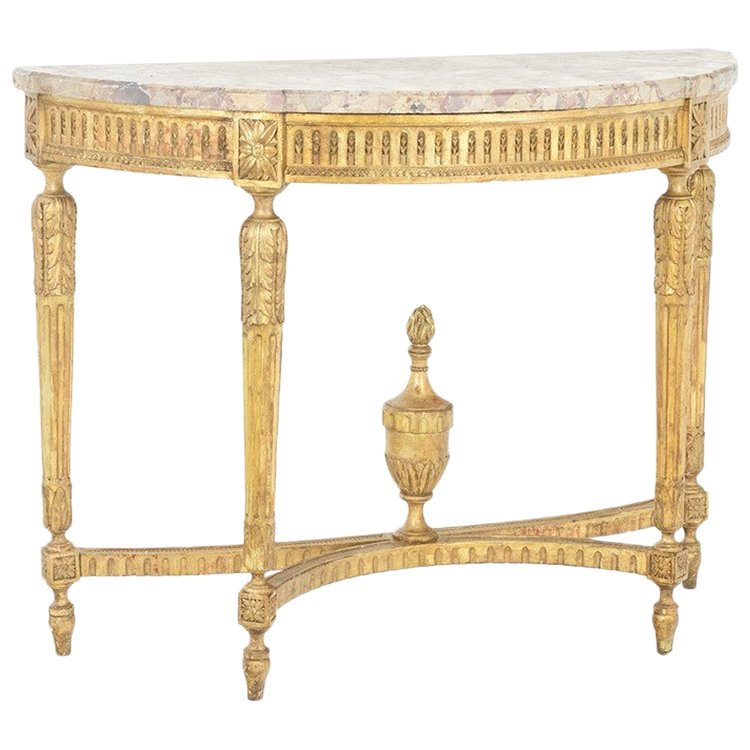 Consolle in legno dorato e marmo breccia di Aleppo. Circa 1780. LS55691657J