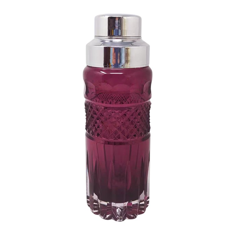 Wunderschöner lila Cocktail-Shaker aus geschliffenem Glas im Bohemian-Stil aus den 1960ern. Hergestellt in Italien