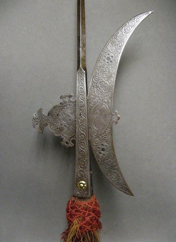 Viollet Le Duc Hellebarde aus Eisen, 19. Jahrhundert.
