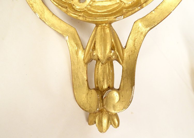 Série 4 Consoles d'Appliques Murales Sellettes Angle Bois Sculpté Doré XIXè