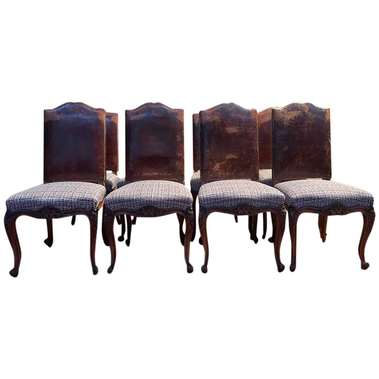 Set of 8 Louis XV style walnut chairs