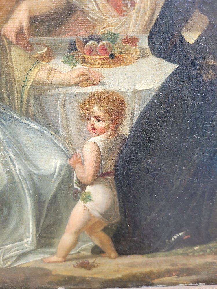 Picnic di campagna, con cornice, inizi del XIX secolo