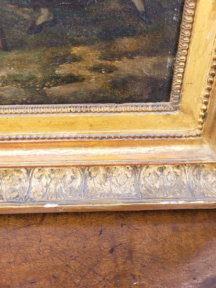 Picnic di campagna, con cornice, inizi del XIX secolo