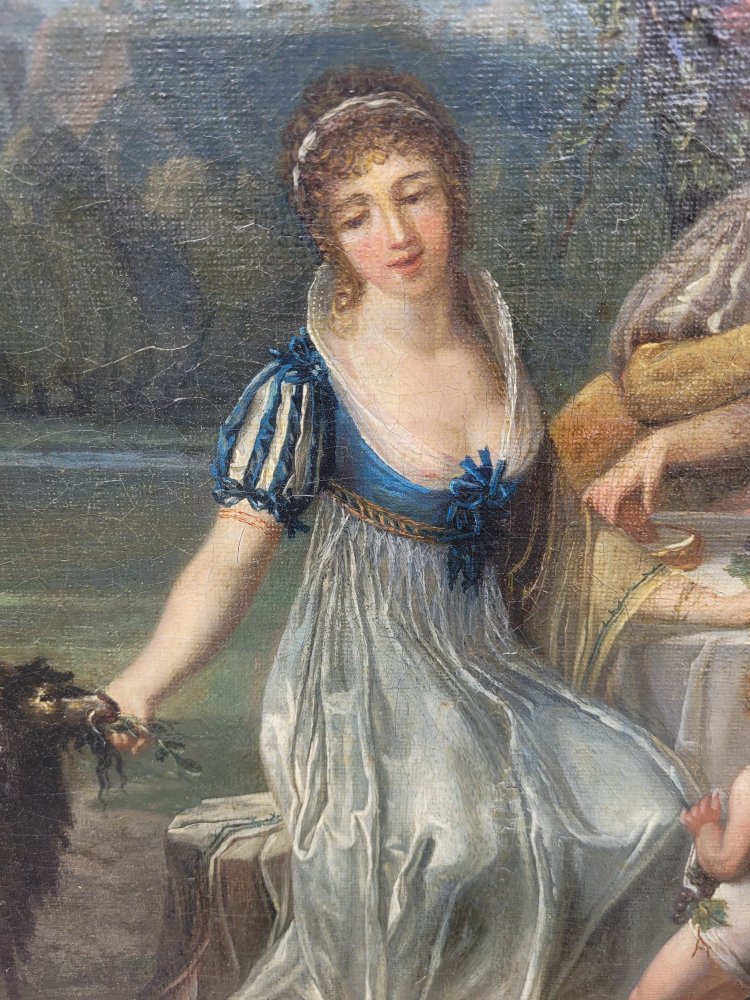 Picnic di campagna, con cornice, inizi del XIX secolo