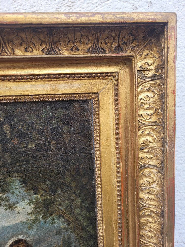 Picnic di campagna, con cornice, inizi del XIX secolo