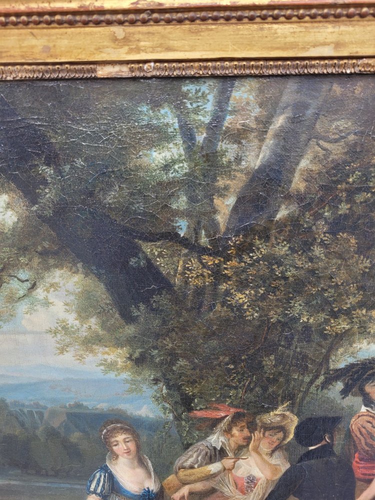 Picnic di campagna, con cornice, inizi del XIX secolo
