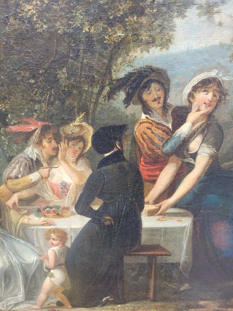 Picnic di campagna, con cornice, inizi del XIX secolo