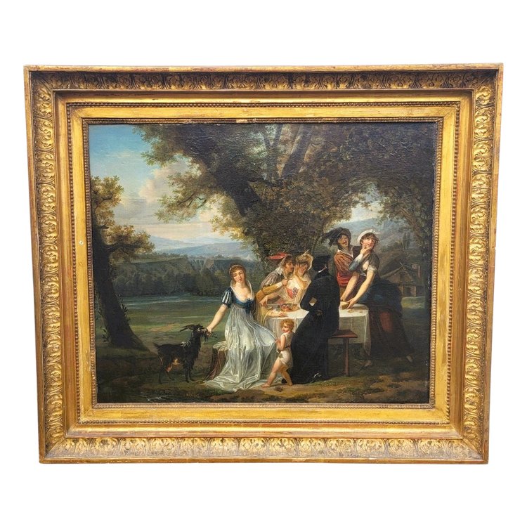 Picnic di campagna, con cornice, inizi del XIX secolo