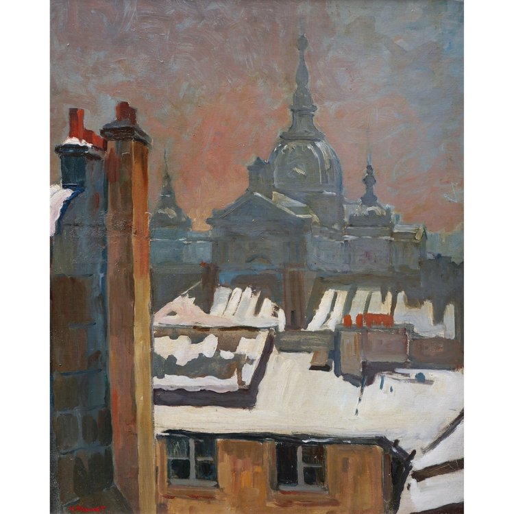 H. Prunet, Versailles, Saint-Louis Cathedral Under The Snow