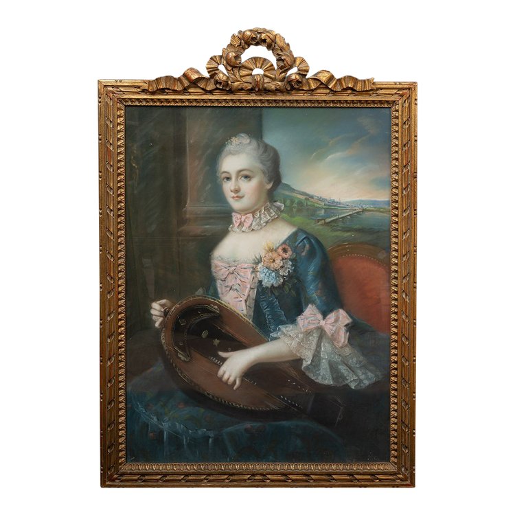 Pastel Ancien Napoléon III France 19ème Siècle.