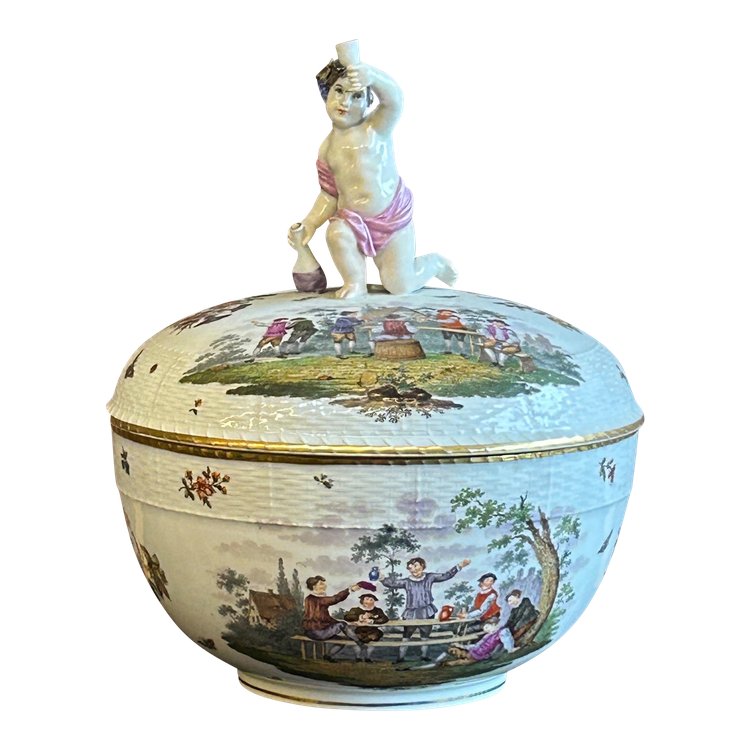 Covered Berlin Porcelain Tureen or Punch Bowl, 19th Century
