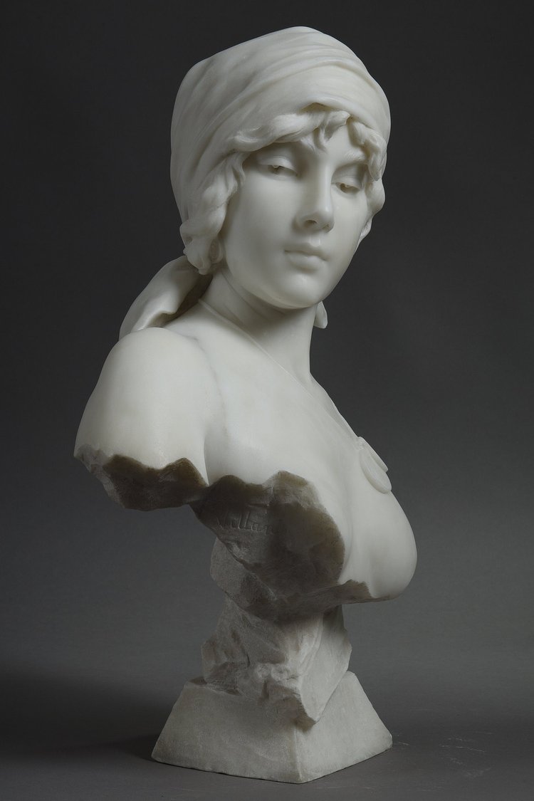 Busto in marmo della “Ragazza di Boemia” di Emmanuel Villanis