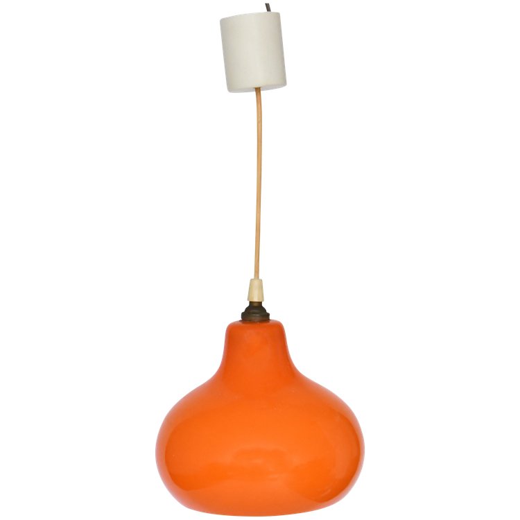 Orange opaline pendant light from the 1960s