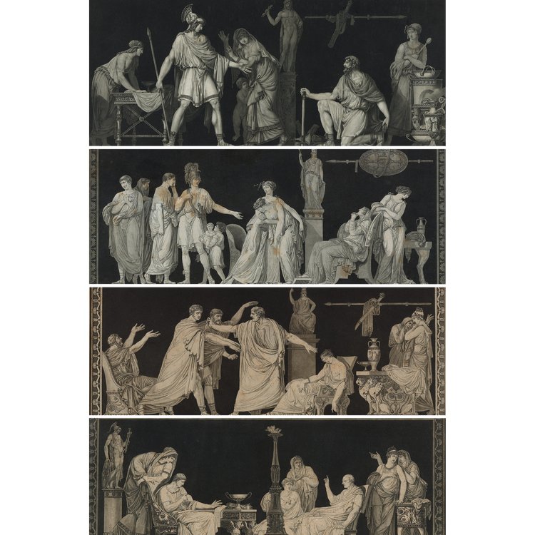 SUITE OF 5 ENGRAVINGS OF ANTIQUE SCENES AFTER MOITTE BY JANINET