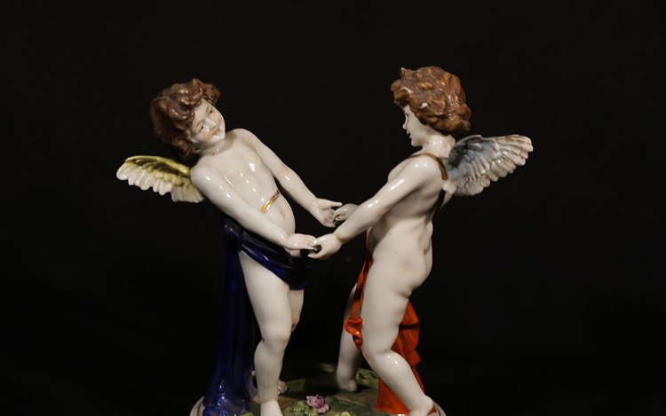 Paire d'anges porcelaine  Porcelaine de Saxe