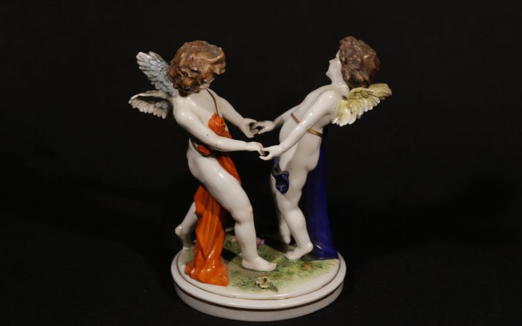 Paire d'anges porcelaine  Porcelaine de Saxe