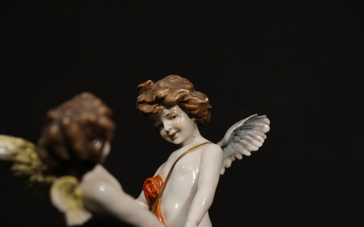 Paire d'anges porcelaine  Porcelaine de Saxe