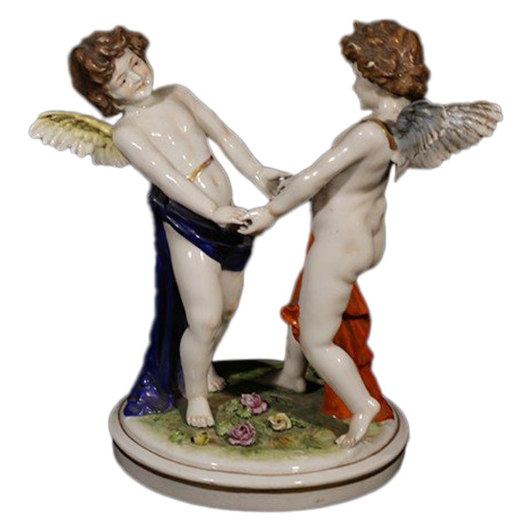 Paire d'anges porcelaine  Porcelaine de Saxe
