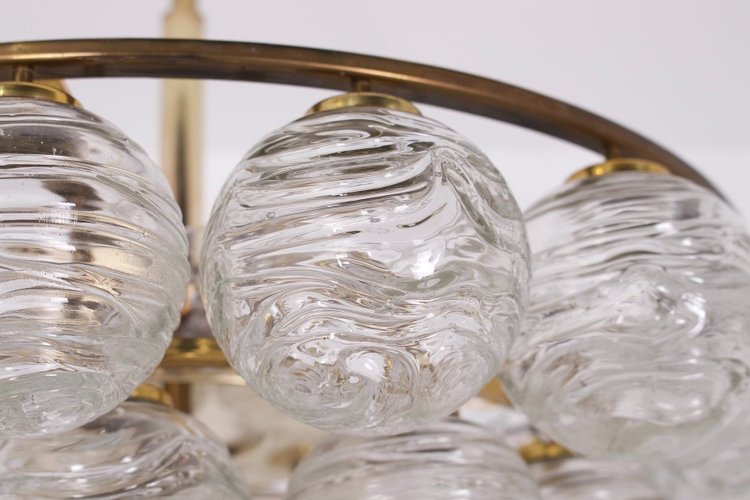 Lampadario da soffitto in ottone e cristallo “Snowball”