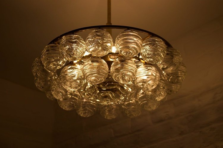 Lampadario da soffitto in ottone e cristallo “Snowball”