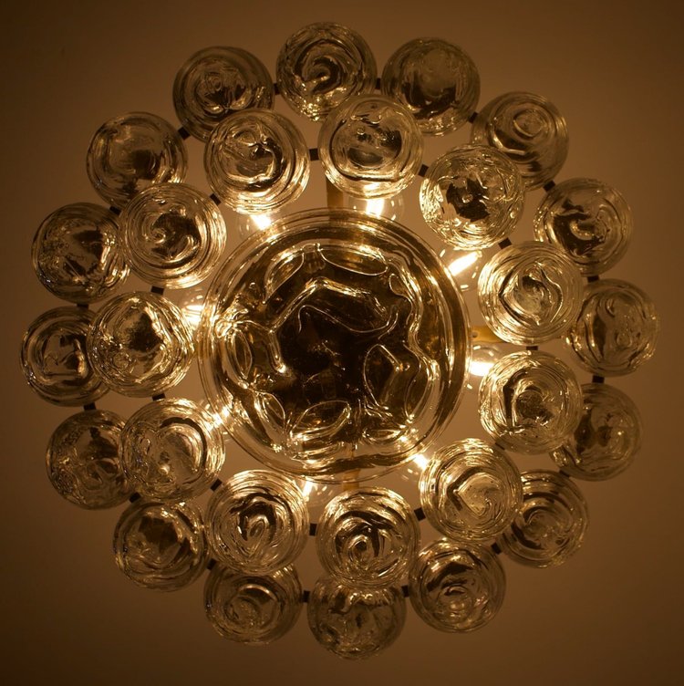 Lampadario da soffitto in ottone e cristallo “Snowball”