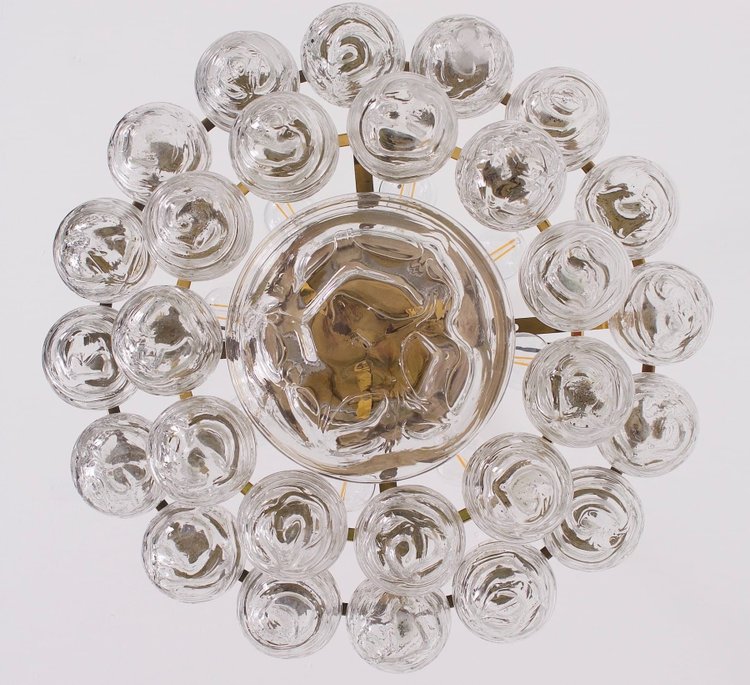 Lampadario da soffitto in ottone e cristallo “Snowball”
