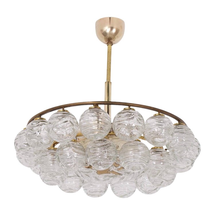 Lampadario da soffitto in ottone e cristallo “Snowball”