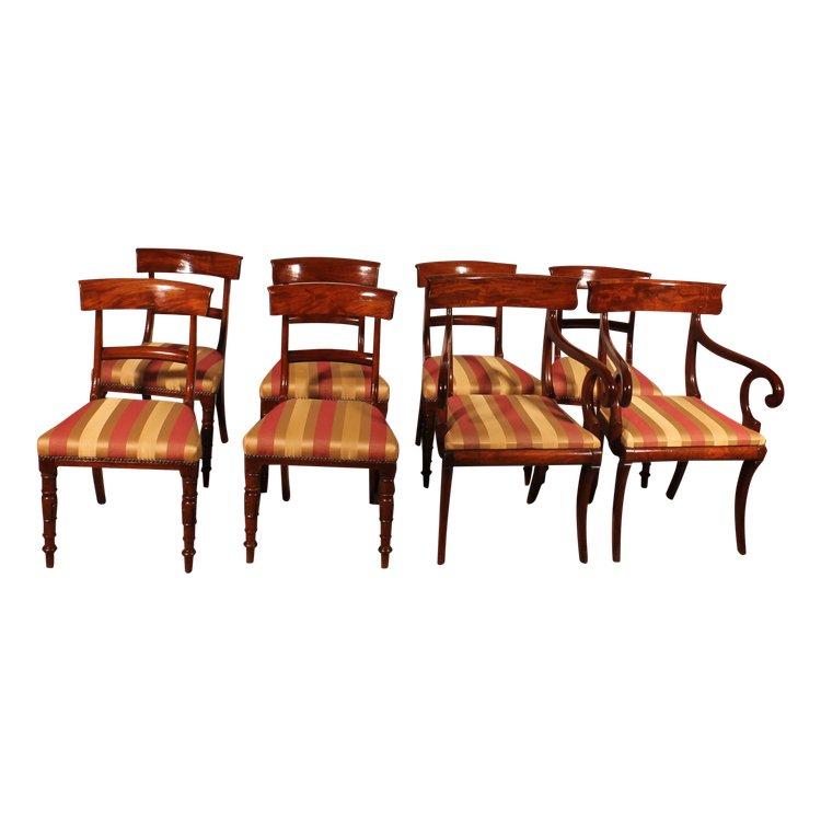 Set Of 6 Chairs And Two Armchairs In Mahogany - 19th Century