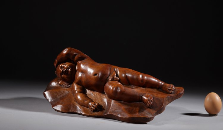 Very interesting Sleeping child in carved fruitwood attributed to Laurent Delvaux Ghent 1696- Nivel