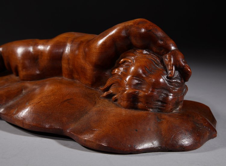 Very interesting Sleeping child in carved fruitwood attributed to Laurent Delvaux Ghent 1696- Nivel