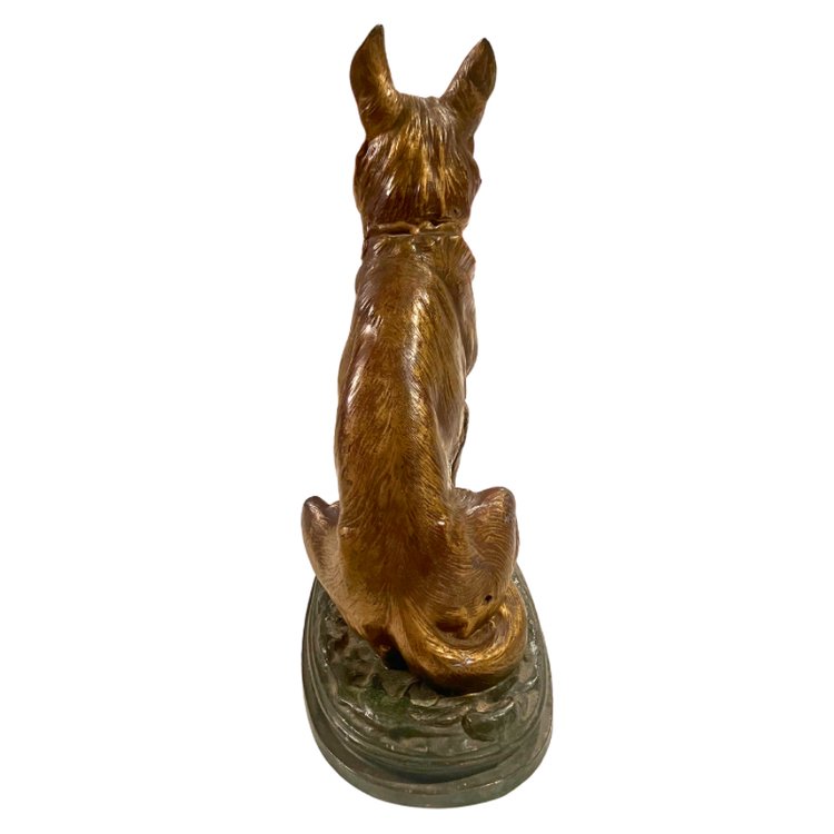 Sculpture de berger allemand par Prosper Lecourtier