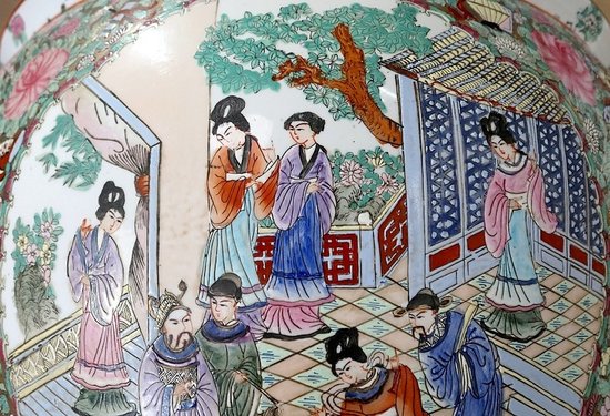  Importante acquario di porcellana di Canton, Cina - 19° secolo